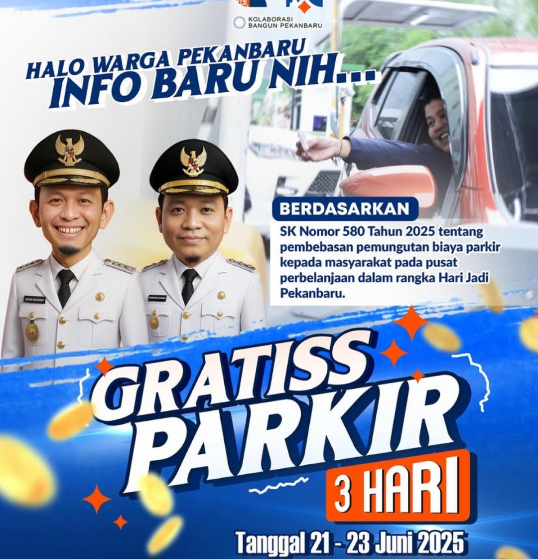 Warga Pekanbaru Gratis Parkir 3 Hari, Dimomen HUT Kota ke 242