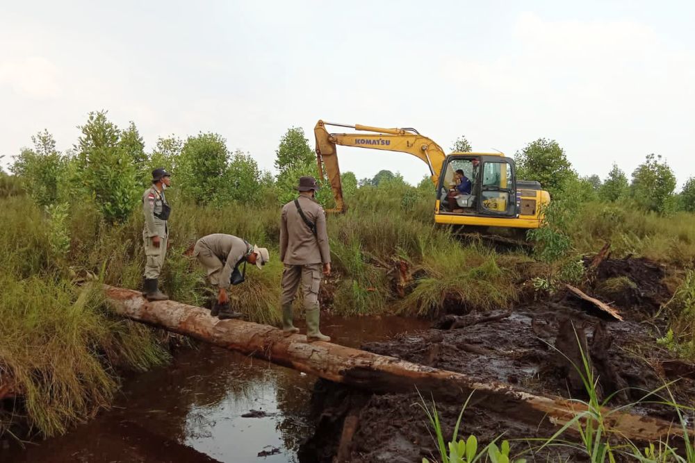 Personil Satpol PP Riau Ikut Berjibaku Padamkan Karhutla